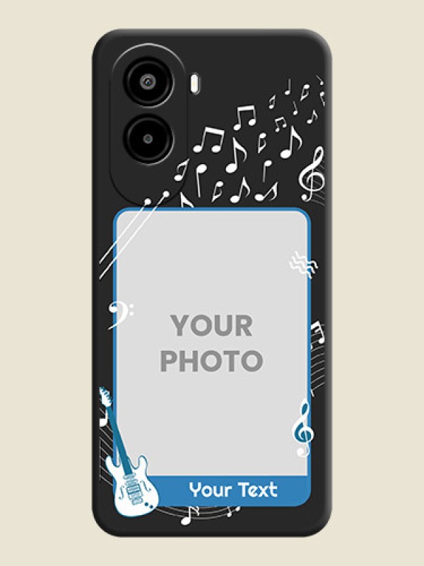 Custom Musical Theme Design with Text on Photo On Space Black Custom Soft Matte Mobile Back Cover - Poco M7 Plus 5G - alternate view