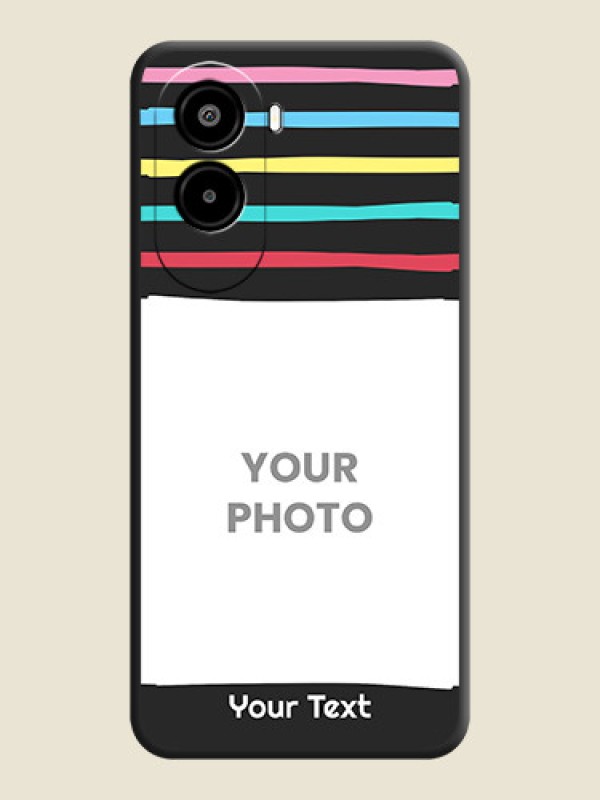 Custom Multicolor Lines with Image On Space Black Custom Soft Matte Mobile Back Cover - Poco M7 Plus 5G - alternate view