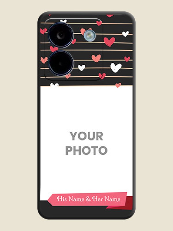 Custom Love Pattern with Name on Pink Ribbon on Photo On Space Black Custom Soft Matte Mobile Back Cover - Poco M7 Pro 5G - alternate view