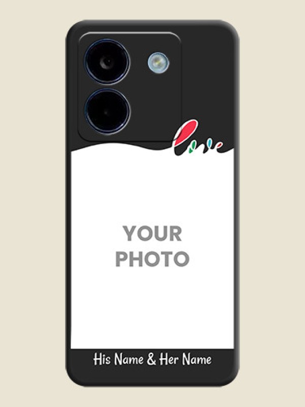 Custom Fall in Love Pattern with Picture on Photo On Space Black Custom Soft Matte Mobile Back Cover - Poco M7 Pro 5G - alternate view