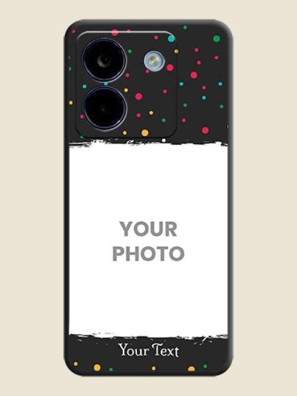 Custom Multicolor Dotted Pattern with Text On Space Black Custom Soft Matte Mobile Back Cover - Poco M7 Pro 5G - alternate view