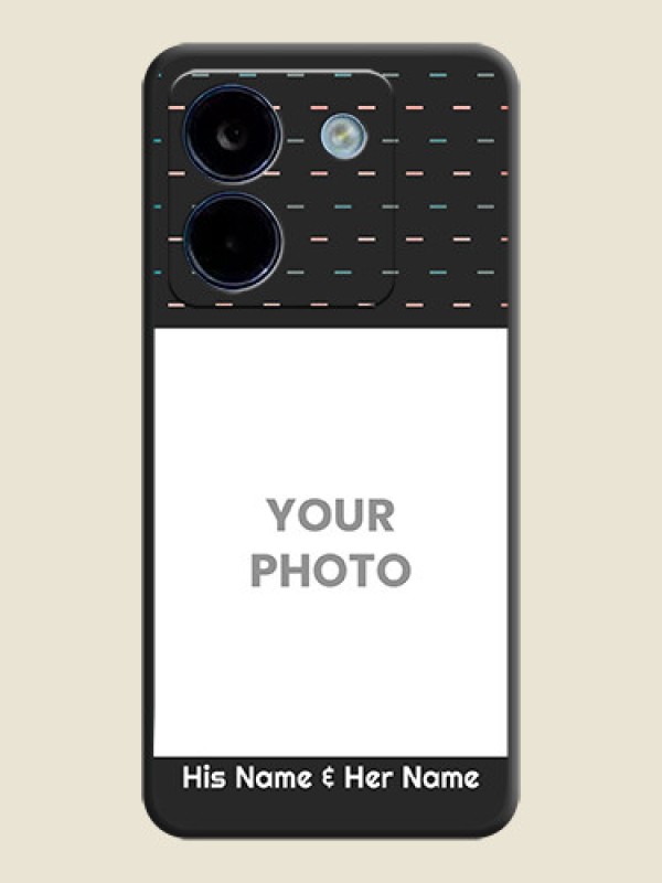 Custom Line Pattern Design with Text On Space Black Custom Soft Matte Mobile Back Cover - Poco M7 Pro 5G - alternate view