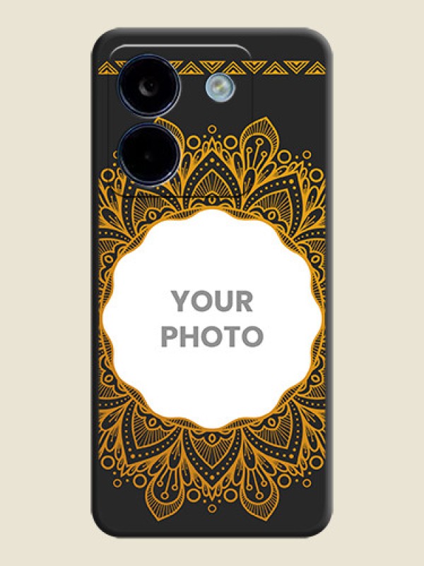 Custom Round Image with Floral Design On Space Black Custom Soft Matte Mobile Back Cover - Poco M7 Pro 5G - alternate view