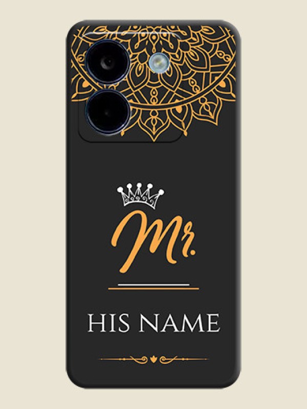 Custom Mr Name with Floral Design On Space Black Custom Soft Matte Mobile Back Cover - Poco M7 Pro 5G - alternate view