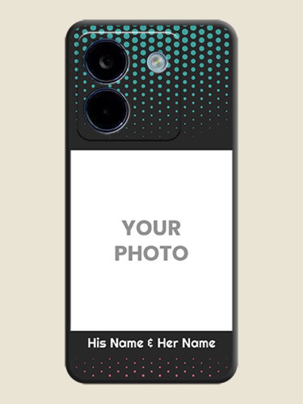 Custom Faded Dots with Grunge Photo Frame and Text On Space Black Custom Soft Matte Mobile Back Cover - Poco M7 Pro 5G - alternate view