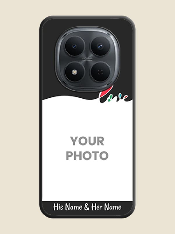 Custom Fall in Love Pattern with Picture on Photo On Space Black Custom Soft Matte Mobile Back Cover - Poco M8 5G - alternate view