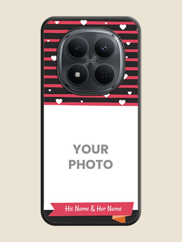 Custom White Color Love Symbols with Pink Lines Pattern On Space Black Custom Soft Matte Mobile Back Cover - Poco M8 5G - alternate view