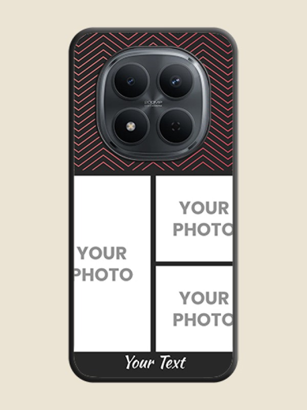 Custom Wave Pattern with 3 Image Holder On Space Black Custom Soft Matte Mobile Back Cover - Poco M8 5G - alternate view