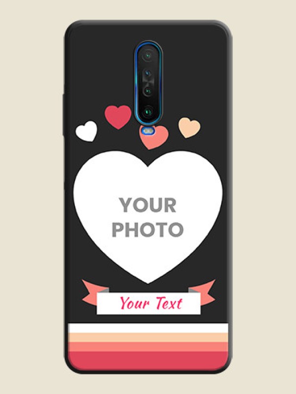 Custom Love Shaped Photo with Colorful Stripes on Personalised Space Black Soft Matte Cases - Poco X2 - alternate view