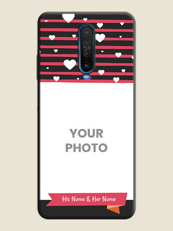 Custom White Color Love Symbols with Pink Lines Pattern on Space Black Custom Soft Matte Phone Cases - Poco X2 - alternate view