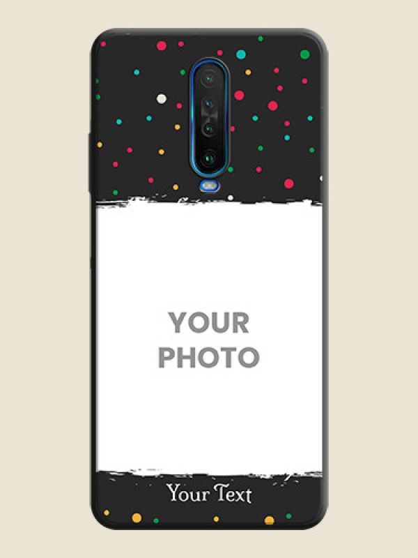 Custom Multicolor Dotted Pattern with Text on Space Black Custom Soft Matte Phone Back Cover - Poco X2 - alternate view