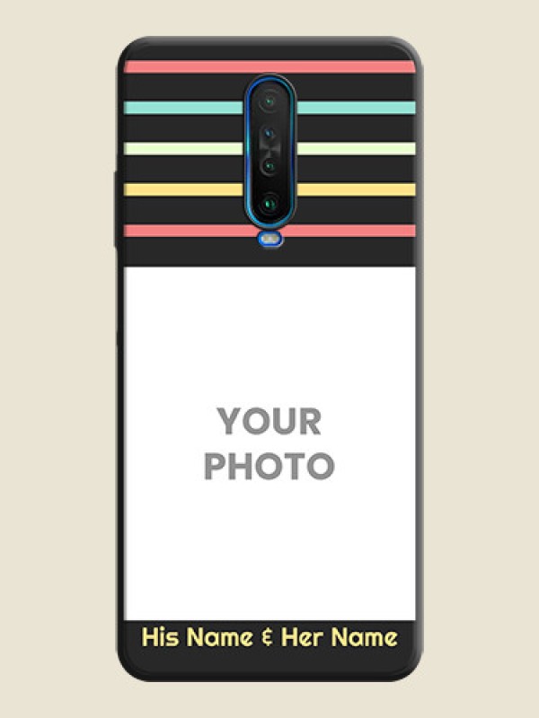 Custom Color Stripes with Photo and Text - Photo on Space Black Soft Matte Mobile Case - Poco X2 - alternate view