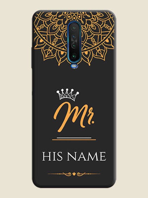 Custom Mr Name with Floral Design  on Personalised Space Black Soft Matte Cases - Poco X2 - alternate view