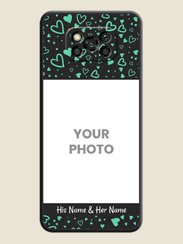 Custom Sea Green Indefinite Love Pattern on Photo on Space Black Soft Matte Mobile Cover - Poco X3 Pro - alternate view