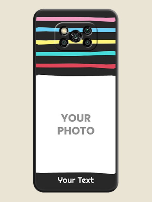 Custom Multicolor Lines with Image on Space Black Personalized Soft Matte Phone Covers - Poco X3 Pro - alternate view