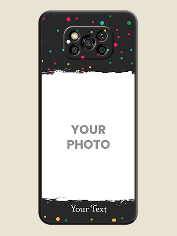 Custom Multicolor Dotted Pattern with Text on Space Black Custom Soft Matte Phone Back Cover - Poco X3 Pro - alternate view
