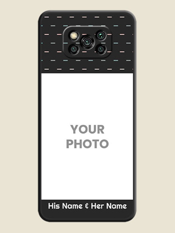 Custom Line Pattern Design with Text on Space Black Custom Soft Matte Phone Back Cover - Poco X3 Pro - alternate view