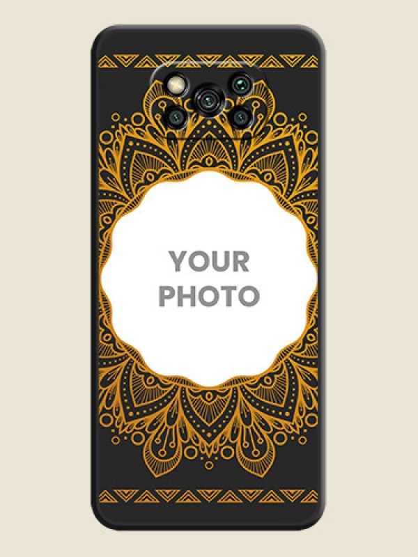 Custom Round Image with Floral Design on Photo on Space Black Soft Matte Mobile Cover - Poco X3 Pro - alternate view