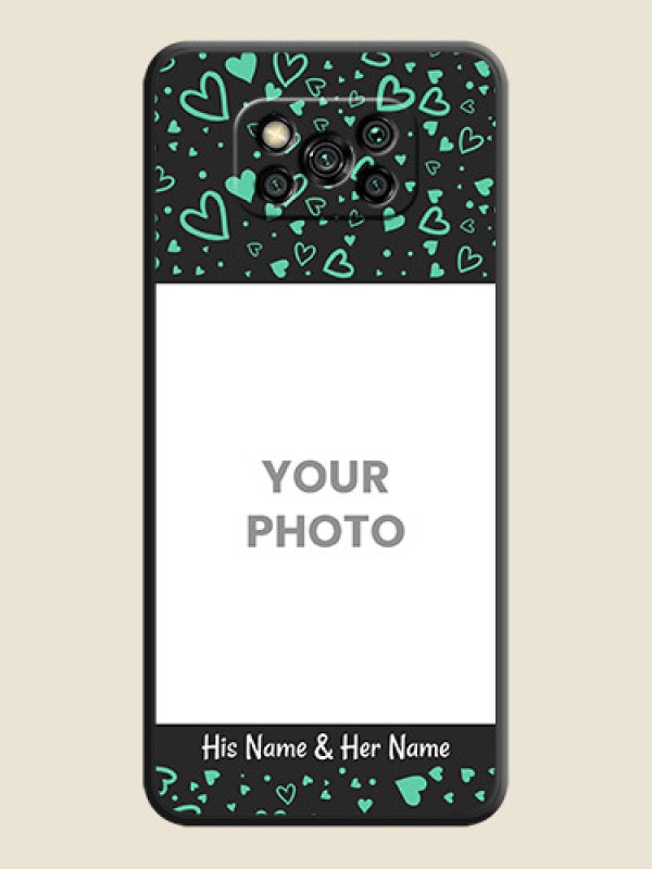 Custom Sea Green Indefinite Love Pattern on Photo on Space Black Soft Matte Mobile Cover - Poco X3 - alternate view