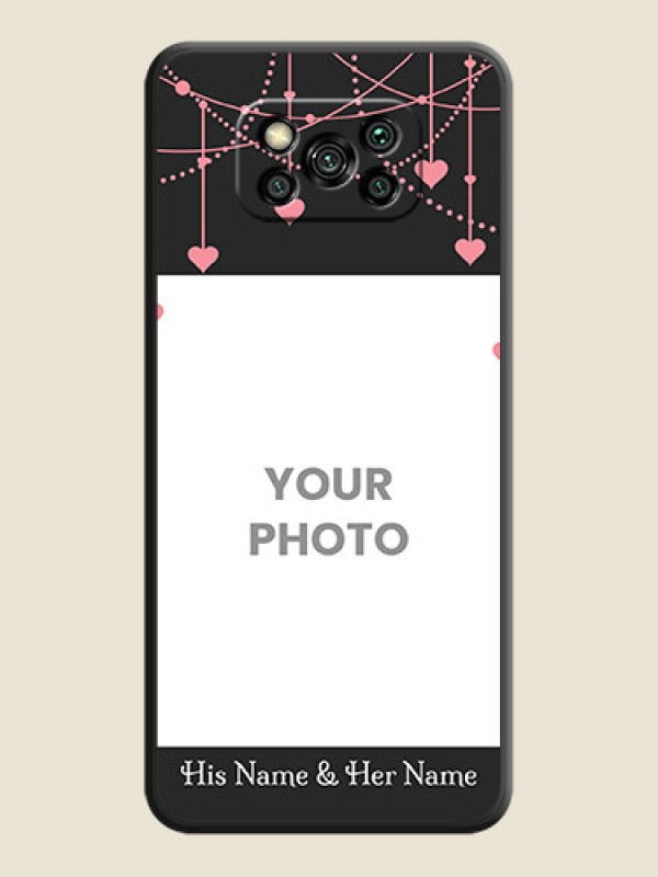 Custom Pink Love Hangings with Text on Space Black Custom Soft Matte Back Cover - Poco X3 - alternate view