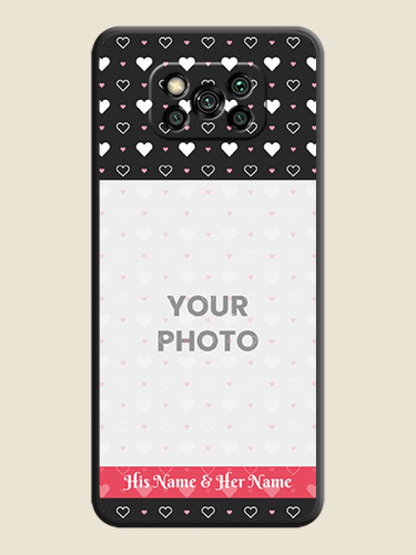 Custom White Color Love Symbols with Text Design on Photo on Space Black Soft Matte Phone Cover - Poco X3 - alternate view