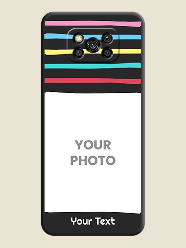 Custom Multicolor Lines with Image on Space Black Personalized Soft Matte Phone Covers - Poco X3 - alternate view