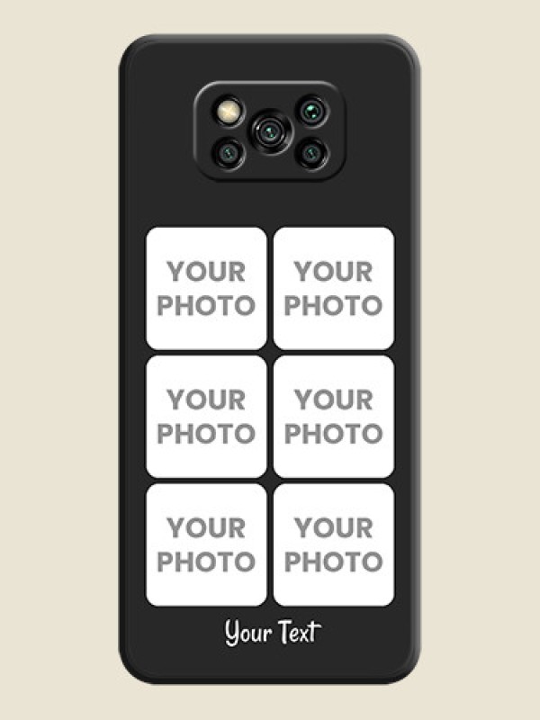 Custom Floral Art with 6 Image Holder on Photo on Space Black Soft Matte Mobile Case - Poco X3 - alternate view