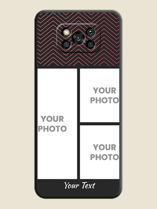 Custom Wave Pattern with 3 Image Holder on Space Black Custom Soft Matte Back Cover - Poco X3 - alternate view
