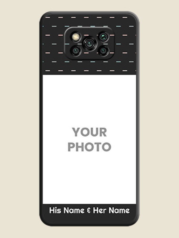 Custom Line Pattern Design with Text on Space Black Custom Soft Matte Phone Back Cover - Poco X3 - alternate view