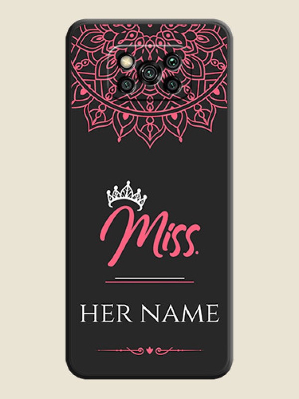 Custom Mrs Name with Floral Design on Space Black Personalized Soft Matte Phone Covers - Poco X3 - alternate view