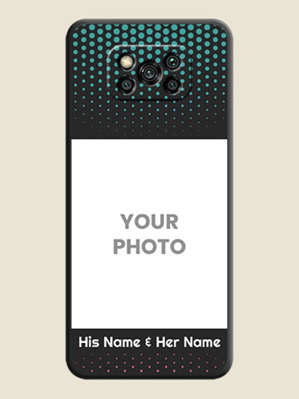 Custom Faded Dots with Grunge Photo Frame and Text on Space Black Custom Soft Matte Phone Cases - Poco X3 - alternate view