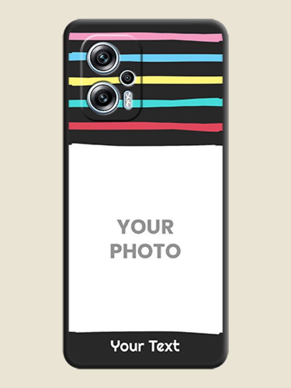 Custom Multicolor Lines with Image on Space Black Personalized Soft Matte Phone Covers - Poco X4 Gt 5G - alternate view