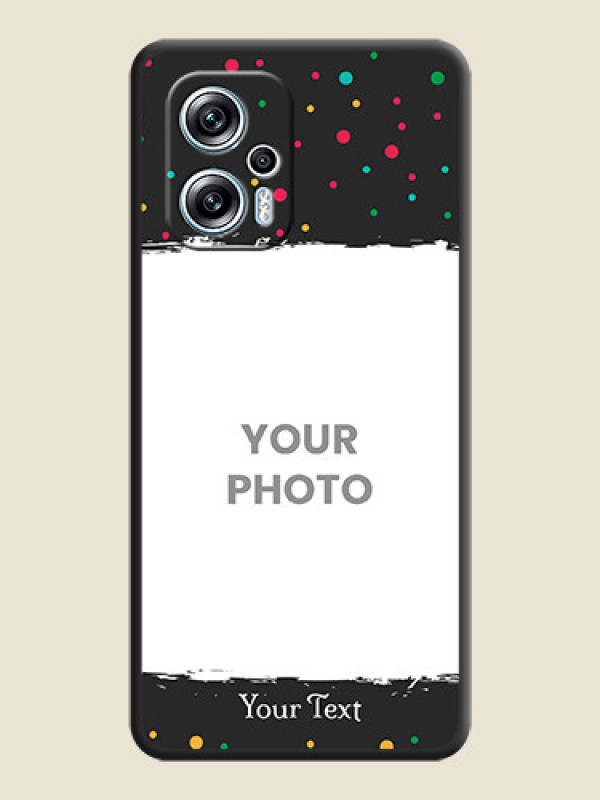 Custom Multicolor Dotted Pattern with Text on Space Black Custom Soft Matte Phone Back Cover - Poco X4 Gt 5G - alternate view