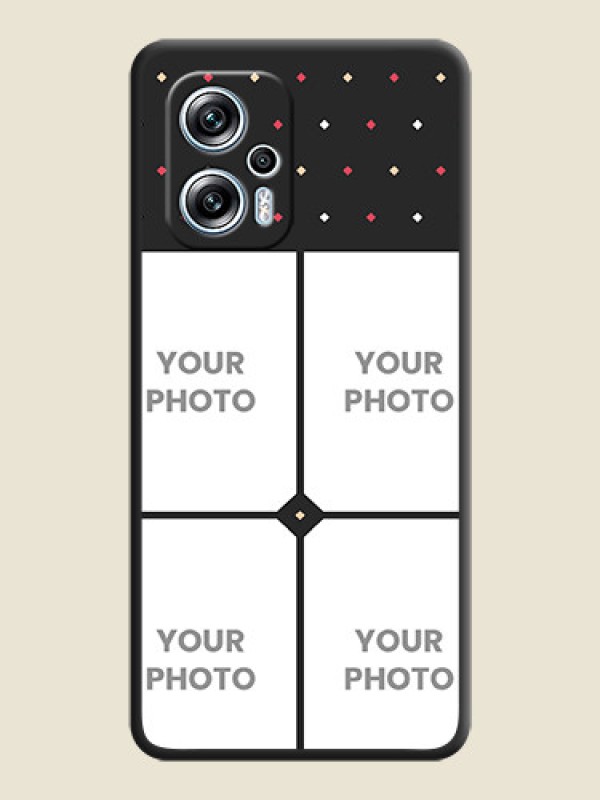 Custom Multicolor Dotted Pattern with 4 Image Holder on Space Black Custom Soft Matte Phone Cases - Poco X4 Gt 5G - alternate view