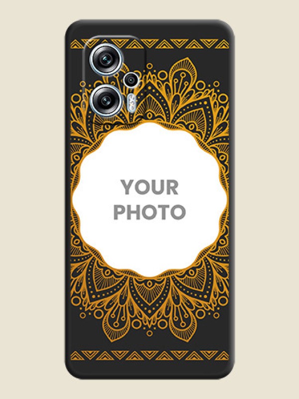 Custom Round Image with Floral Design on Photo on Space Black Soft Matte Mobile Cover - Poco X4 Gt 5G - alternate view