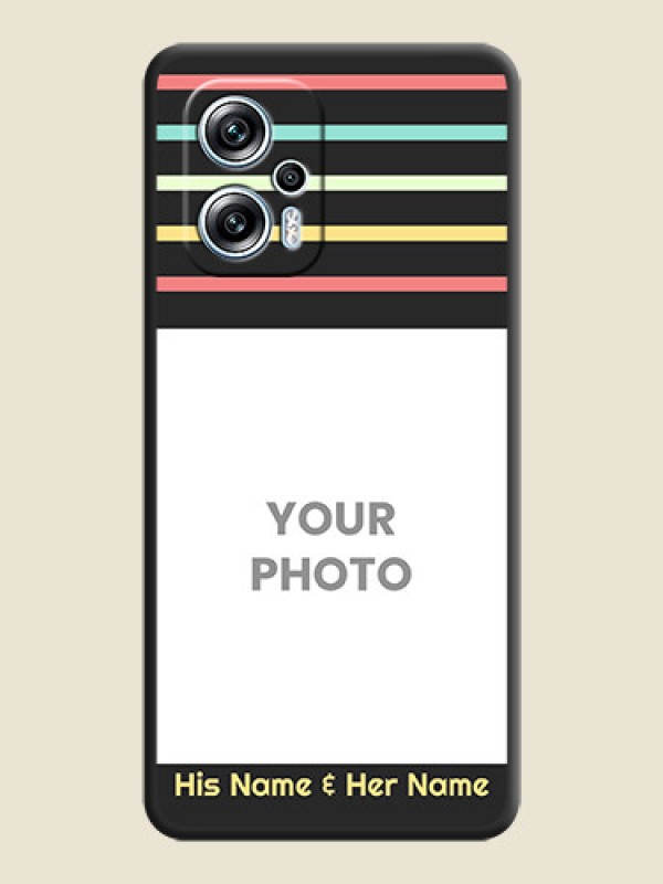 Custom Color Stripes with Photo and Text on Photo on Space Black Soft Matte Mobile Case - Poco X4 Gt 5G - alternate view