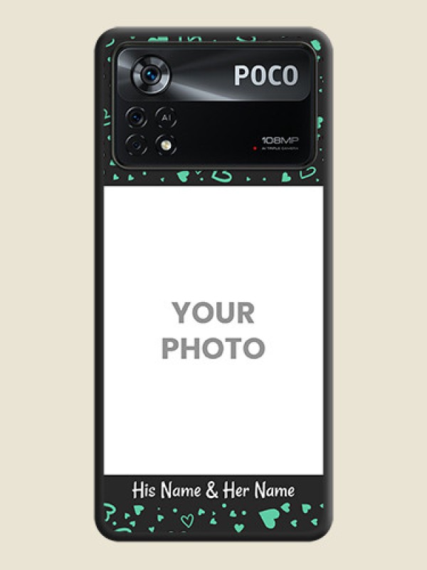 Custom Sea Green Indefinite Love Pattern on Photo on Space Black Soft Matte Mobile Cover - Poco X4 Pro 5G - alternate view