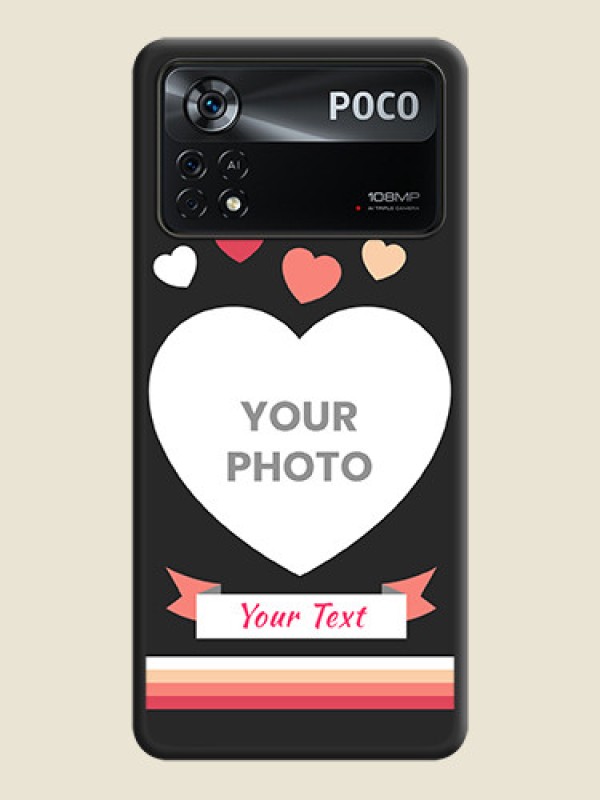 Custom Love Shaped Photo with Colorful Stripes on Personalised Space Black Soft Matte Cases - Poco X4 Pro 5G - alternate view