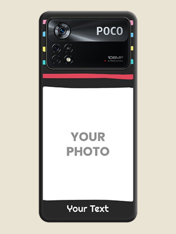 Custom Multicolor Lines with Image on Space Black Personalized Soft Matte Phone Covers - Poco X4 Pro 5G - alternate view