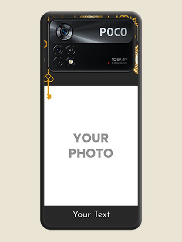 Custom Decorative Design with Text on Space Black Custom Soft Matte Back Cover - Poco X4 Pro 5G - alternate view