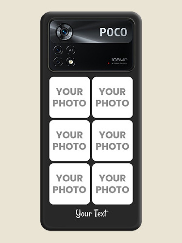 Custom Floral Art with 6 Image Holder on Photo on Space Black Soft Matte Mobile Case - Poco X4 Pro 5G - alternate view