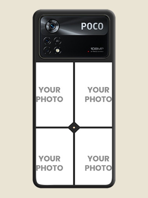 Custom Multicolor Dotted Pattern with 4 Image Holder on Space Black Custom Soft Matte Phone Cases - Poco X4 Pro 5G - alternate view