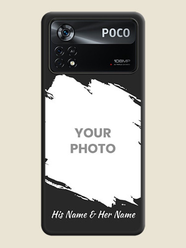 Custom Grunge Brush Strokes on Photo on Space Black Soft Matte Back Cover - Poco X4 Pro 5G - alternate view