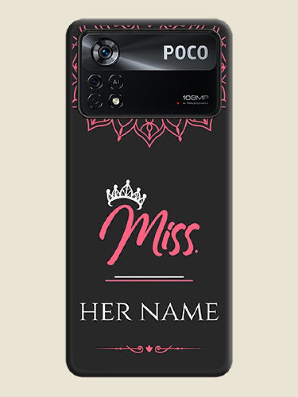 Custom Mrs Name with Floral Design on Space Black Personalized Soft Matte Phone Covers - Poco X4 Pro 5G - alternate view