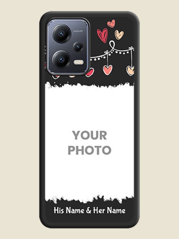 Custom Pink Love Hangings with Name on Space Black Custom Soft Matte Phone Cases - Poco X5 5G - alternate view