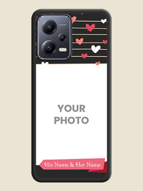 Custom Love Pattern with Name on Pink Ribbon  on Photo on Space Black Soft Matte Back Cover - Poco X5 5G - alternate view