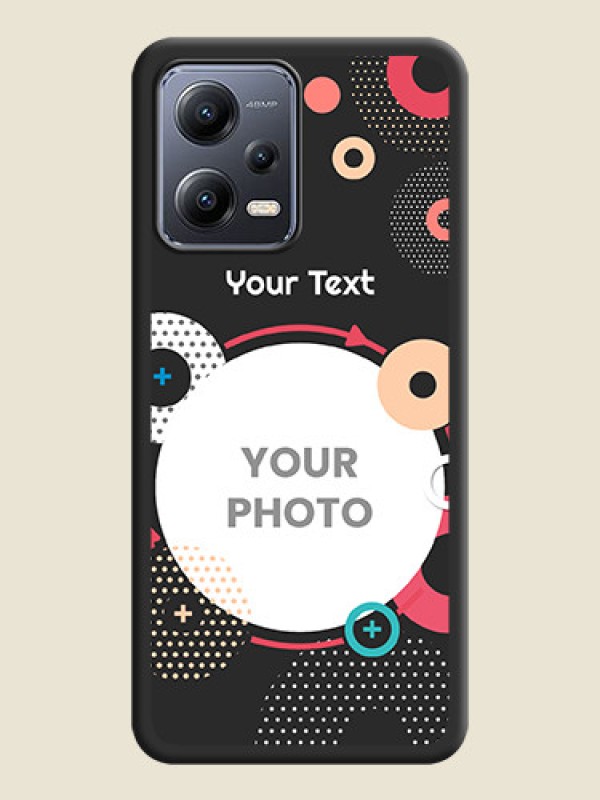 Custom Multicoloured Round Image on Personalised Space Black Soft Matte Cases - Poco X5 5G - alternate view