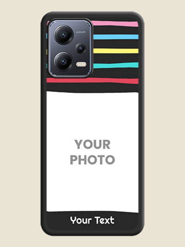 Custom Multicolor Lines with Image on Space Black Personalized Soft Matte Phone Covers - Poco X5 5G - alternate view
