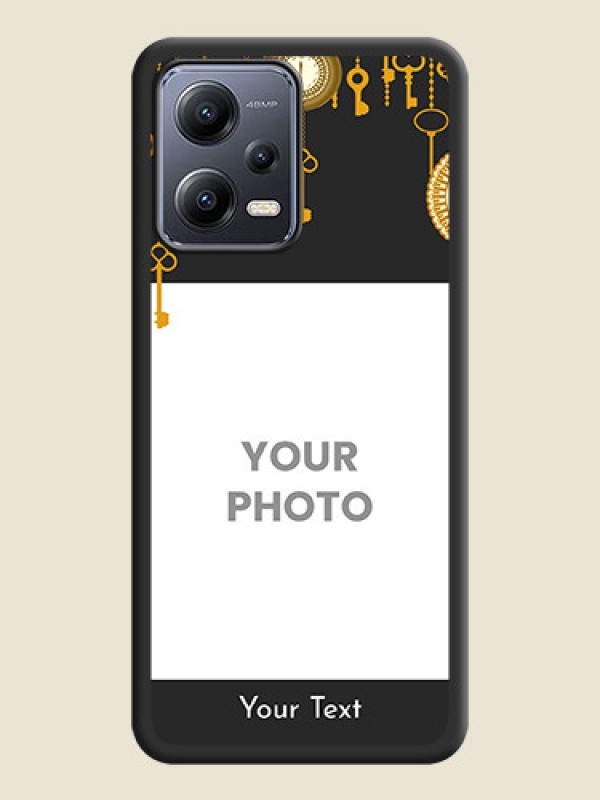 Custom Decorative Design with Text on Space Black Custom Soft Matte Back Cover - Poco X5 5G - alternate view