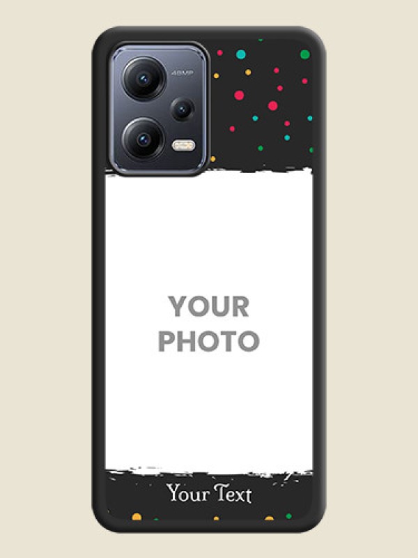 Custom Multicolor Dotted Pattern with Text on Space Black Custom Soft Matte Phone Back Cover - Poco X5 5G - alternate view
